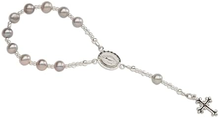 Precious Pieces Baptism Baby Rosary with Pearls and Crystals