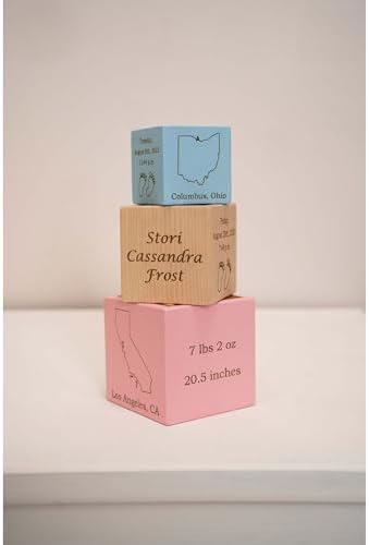 Palmetto Wood Shop Baby Birth Block - Personalized USA Made 3 Sizes Colors