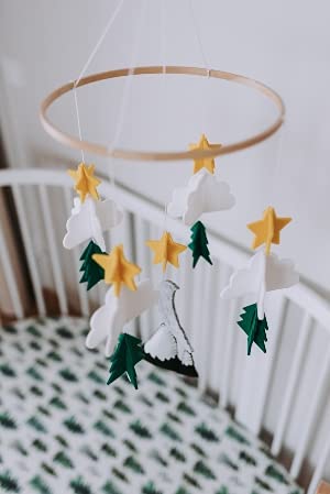 Baby Crib Mobile Starry Woodland Decor for Nursery