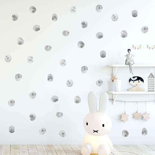 120pcs 22 Gray Polka Dots Wall Decals for Kids Removable Peel and Stick Wall Art Decor