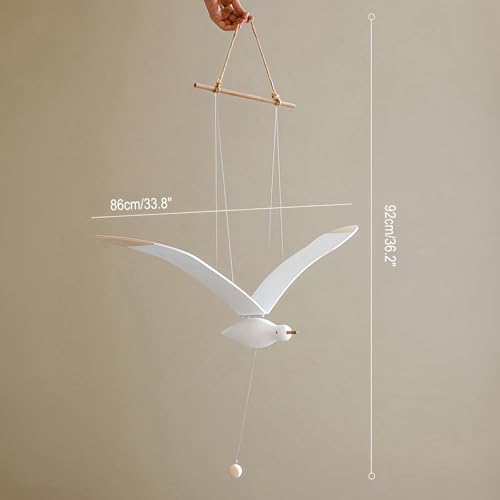 Wooden Seagull Mobile 34x86 Inches Wind Chime Decor