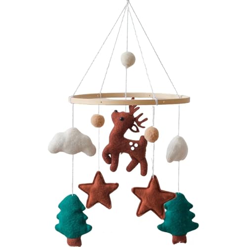 Erboinely Animal Crib Mobile Handmade Deer Decor Gender-Neutral Nursery Hanging Ornament