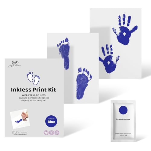 2 PCS Inkless Baby Handprint Footprint Kit with Wiping Pad Blue
