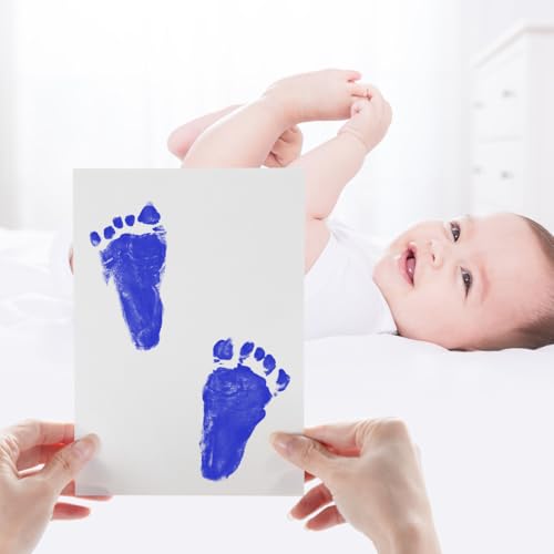 2 PCS Inkless Baby Handprint Footprint Kit with Wiping Pad Blue