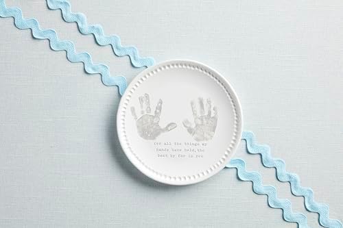 Mud Pie 10 Inch Handprint Keepsake Platter White