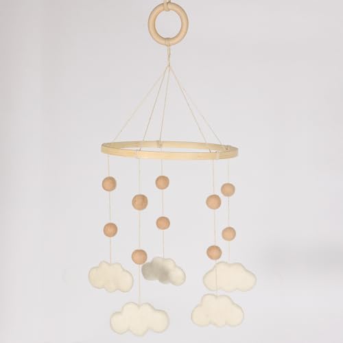 Felt Cloud Mobile for Crib - Neutral Boho Decor