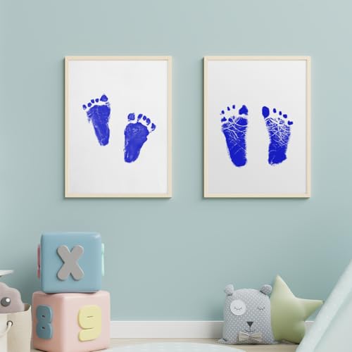 2 PCS Inkless Baby Handprint Footprint Kit with Wiping Pad Blue