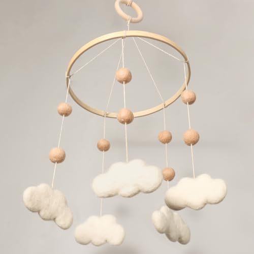 Felt Cloud Mobile for Crib - Neutral Boho Decor