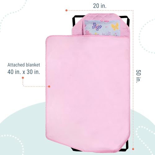Wildkin Modern Kids Nap Mat with Pillow and Elastic Straps - Butterfly Garden