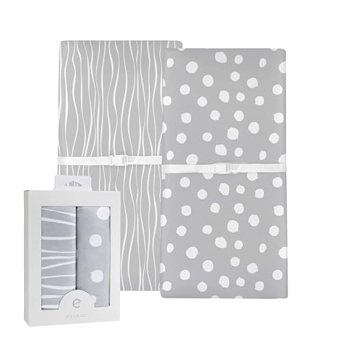 Changing Pad Cover Set Cradle Sheet 2 Pack Grey Abstract Stripes Dots