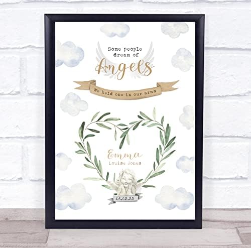Angel Memorial Baby Loss Wreath Keepsake Print