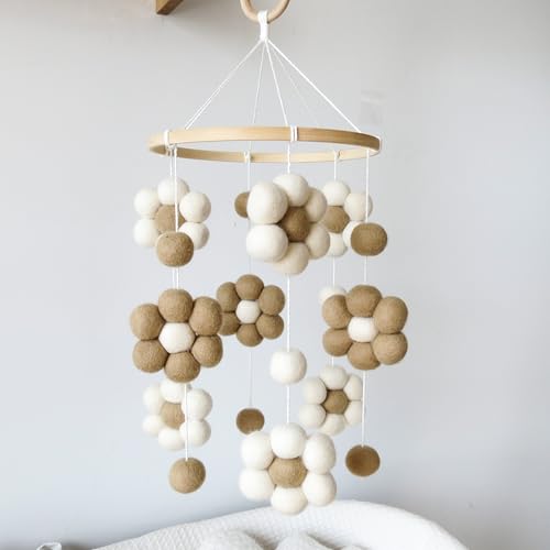 GOUKURLSMA Neutral Daisy Crib Mobile for Babies