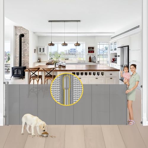 Reinforced 42 Tall x 100 Wide Retractable Baby Gate with Fiberglass Rods