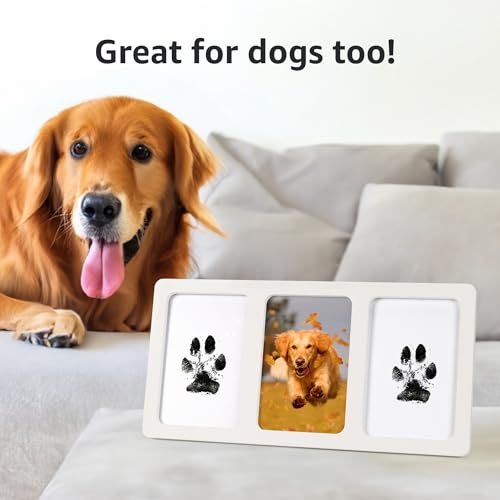 Calenzana Inkless Baby Hand and Footprint Frame 4x6 Keepsake Picture Frame for Newborn Girls Boys White