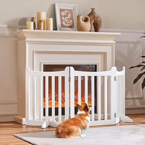 Yaheetech 24 Inch Pet Gate White Wooden 3 Panels