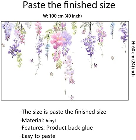 Runtoo Purple Hanging Vines Wall Decals for Girls Bedroom Nursery Decor