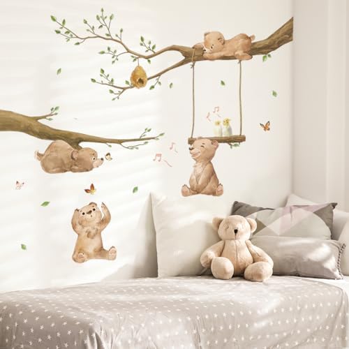 Runtoo Bear Wall Stickers for Kids Bedroom Nursery Decor