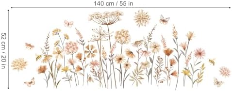 Boho Flower Wall Decals for Kids Room and Nursery Decor