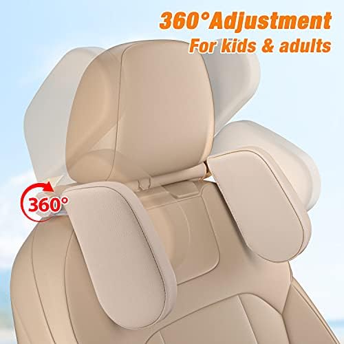 Car Seat Headrest Pillow 360 Adjustable for Adults and Kids - Beige