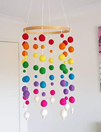 AONTUS Wooden Hexagon Bead Baby Mobile Infant Bed Decorative Crib Mobile Nursing Accessory