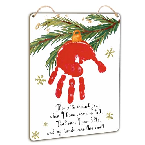 Red Christmas Handprint Hanging Sign 2024 DIY Baby Keepsake Craft