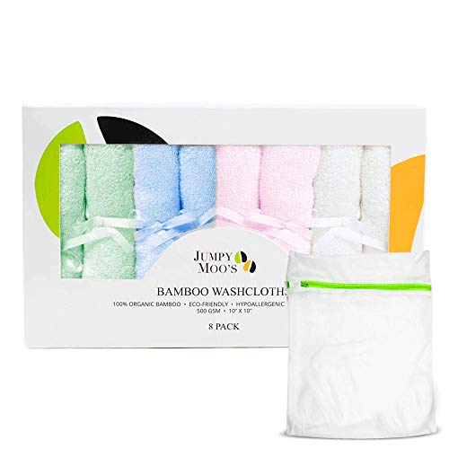 Jumpy Moos Baby Washcloths - Ultra Thick 10x10 Inches 100 Rayon from Bamboo