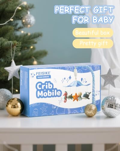FEISIKE Baby Crib Mobile with 35 Lullabies and Ocean Theme