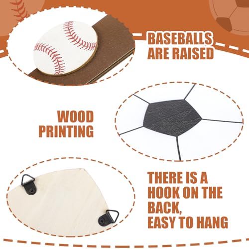 4 Pcs Wooden Sports Wall Art for Boys Room Decor