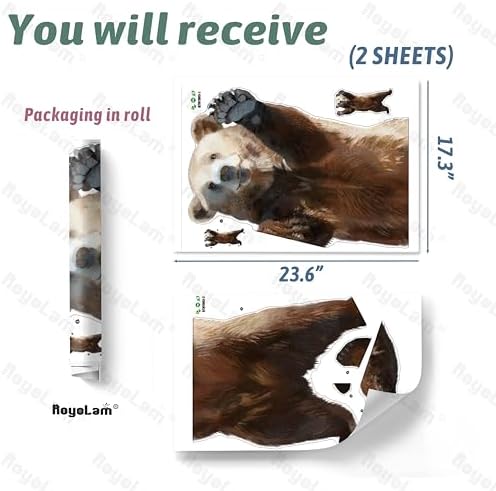 Standing Brown Bear Wall Decal for Kids Baby Room Decor