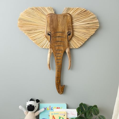 Crane Baby Wooden Elephant Wall Decor 21x21 Brown