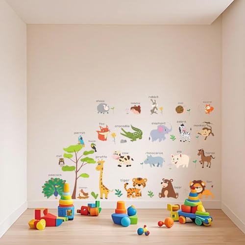 Large Animals Educational Wall Stickers for Kids