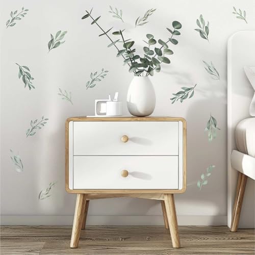 Watercolor Leaf Wall Decals 48pcs Peel and Stick Botanical Art for Nursery Office Classroom