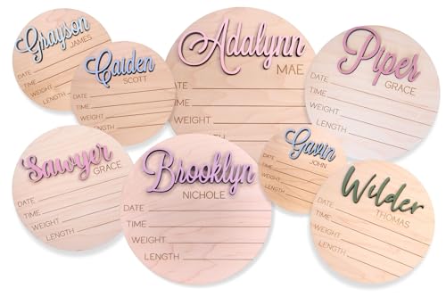 Newborn Baby Stats Sign Made of Wood
