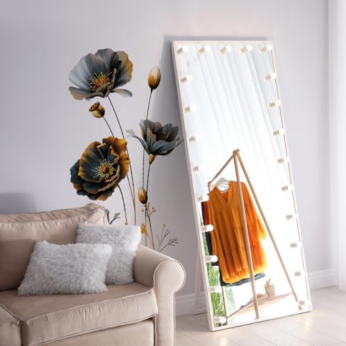 Large 3D Flowers Wall Decals - Gold and Black Design