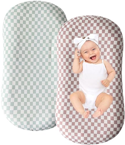 Little Jump Cotton Baby Lounger Covers 2 Pack Coffee Checkered