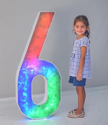 Glucrean Colorful Marquee Number 6 4FT Decor Set