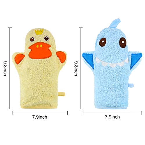 2 Pieces Baby Bath Mitts with Animal Designs