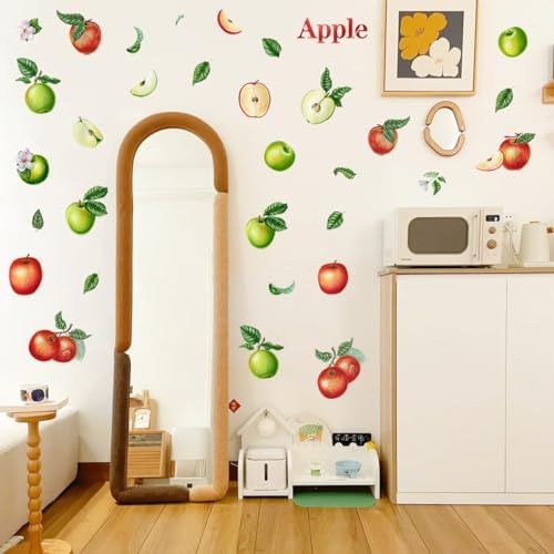 DEIKOKA Apple Wall Decals Set of Red Apples with Leaves and Slices