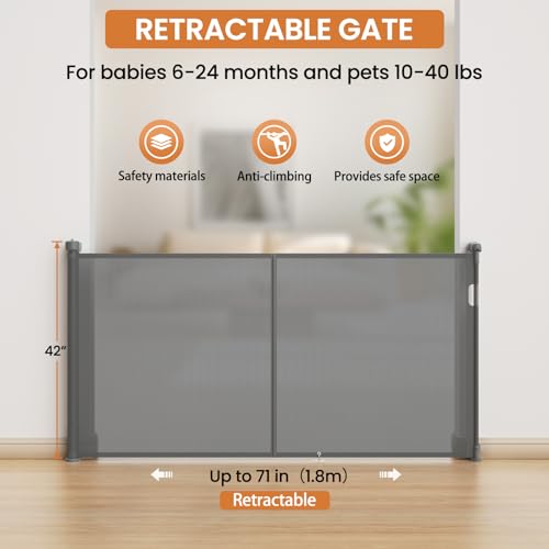 Cylrod 71 Inch Extra Wide Retractable Baby Gate