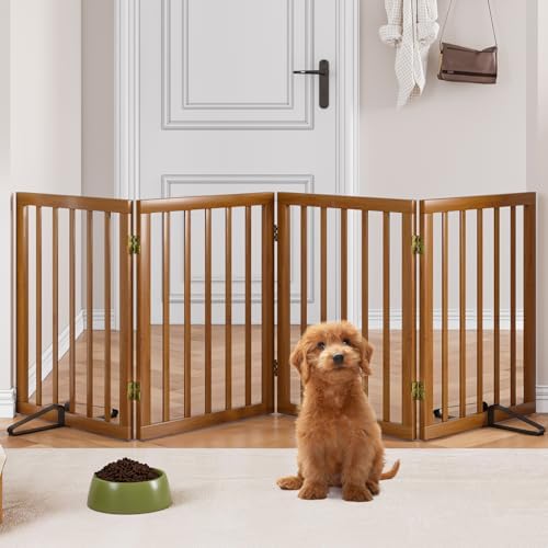 Freestanding Pet Gate Foldable Dog Gate 74 Inches Wide