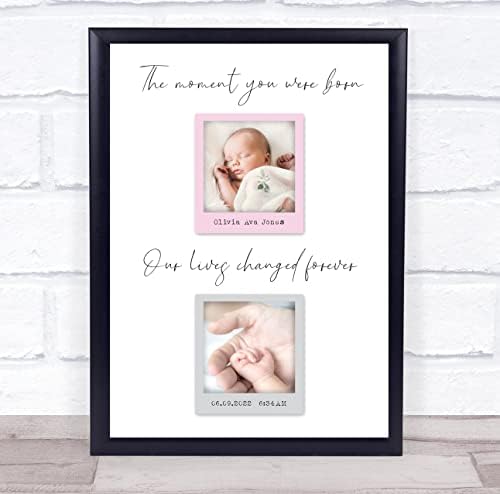 2 Photos Girl New Baby Birth Details Nursery Christening Keepsake Print