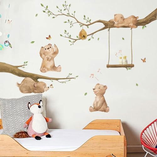Runtoo Bear Wall Stickers for Kids Bedroom Nursery Decor