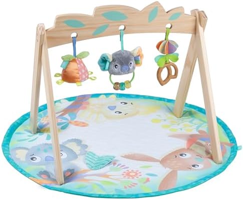 Playgro Fauna Friends Wooden Baby Gym with 3 Hanging Toys