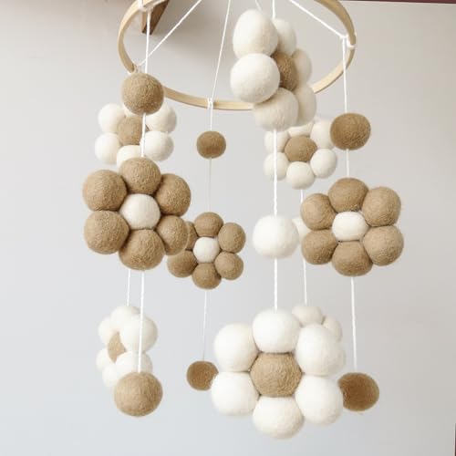 GOUKURLSMA Neutral Daisy Crib Mobile for Babies