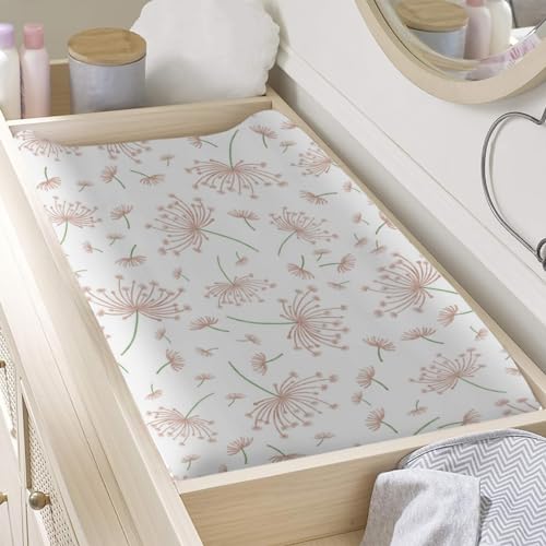 Boho Pink Floral Changing Pad Cover for Baby