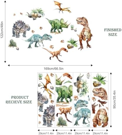 Supzone Dinosaur Wall Decals Large Volcano Stickers for Kids Room