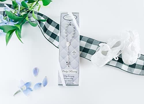 Precious Pieces Baptism Baby Rosary with Pearls and Crystals