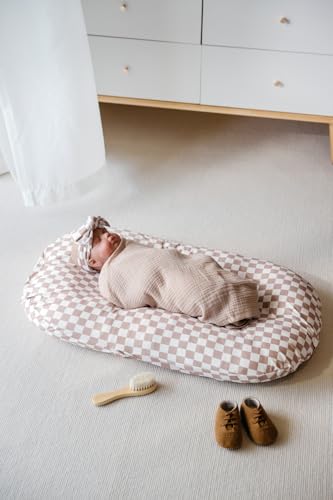Little Jump Cotton Baby Lounger Covers 2 Pack Coffee Checkered