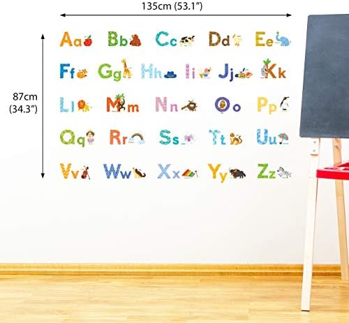 DECOWALL DS8-1608 Watercolor Animal Alphabet Wall Stickers