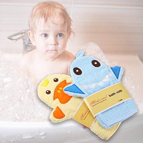 2 Pieces Baby Bath Mitts with Animal Designs